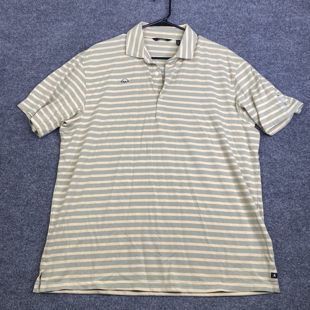 Radmor Golf Mens XL Pima Cotton Striped Polo Shirt Green Cream WA GOLF Logo